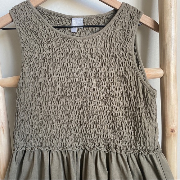 ASOS Green Smocked Skater Mini Dress Sz 10 - Picture 2 of 5